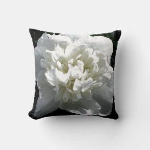 Elegant white peony floral white flower photo cushion