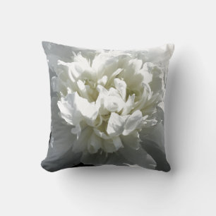 Elegant white peony floral white flower photo cushion