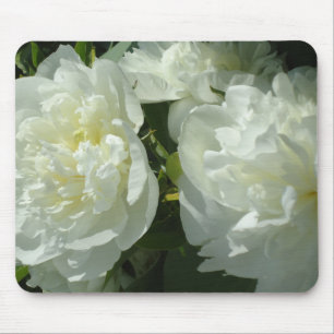 Elegant white peony floral white flower photo mouse pad