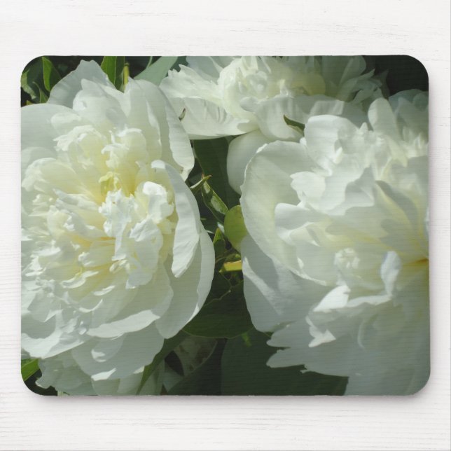 Elegant white peony floral white flower photo mouse pad (Front)