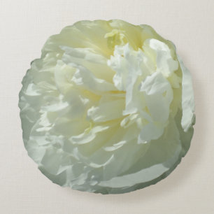 Elegant white peony floral white flower photo round cushion