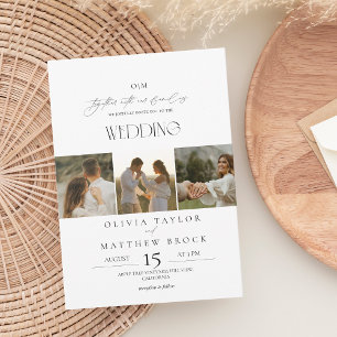 Elegant White  Photo Wedding Invitation