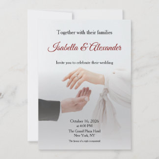 Elegant White Photo Wedding Invitation with Hands