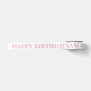 Elegant White & Pink Birthday Wish Satin Ribbon
