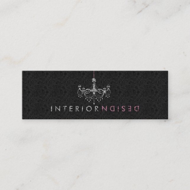 Elegant White & Pink Chandelier Interior Design 4 Mini Business Card (Front)