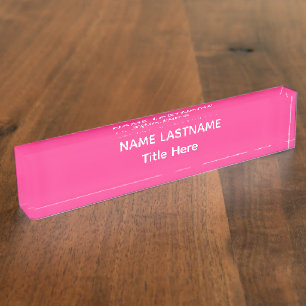 Elegant white & pink custom name Desk Nameplate