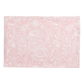 Elegant White & Pink Floral Paisley Pattern Pillowcase