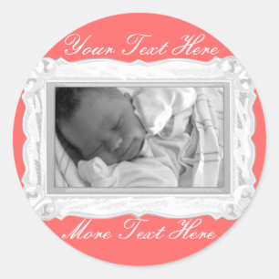 Elegant White & Pink Frame Stickers