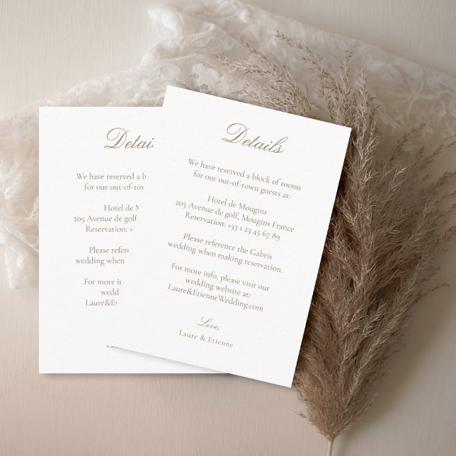 Elegant White Pink Gold Wedding Hotel Detail Info  Enclosure Card (Creator Uploaded)