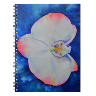 Elegant white pink watercolor floral orchid  notebook