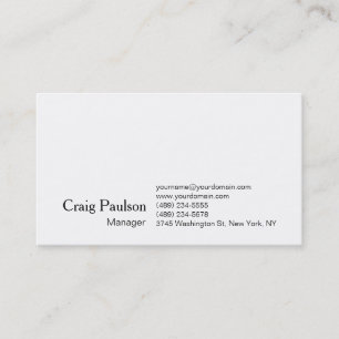 Elegant White Plain Simple Trendy Business Card