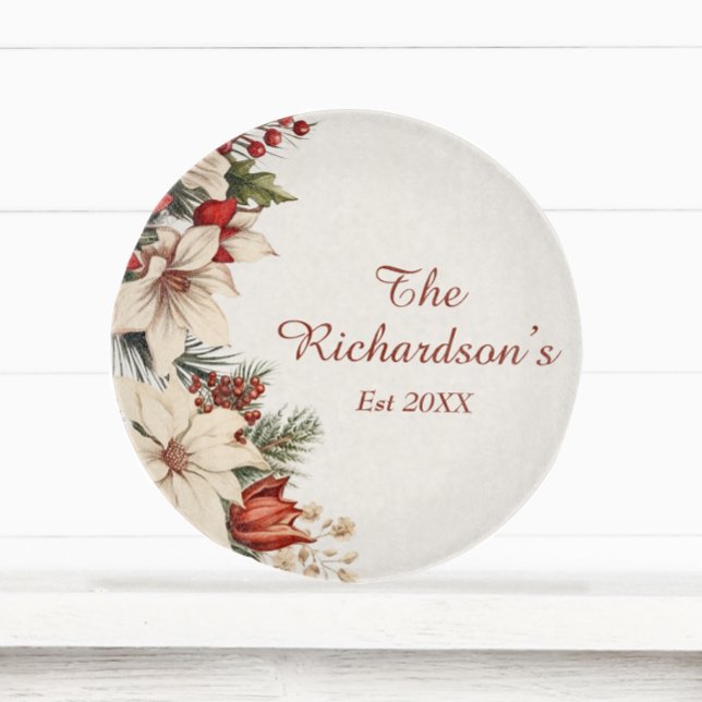 Elegant White Poinsettia Custom Christmas  Cutting Board (Creator Uploaded)