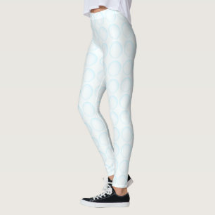 Elegant White Polka Dot with Blue Touch Leggings
