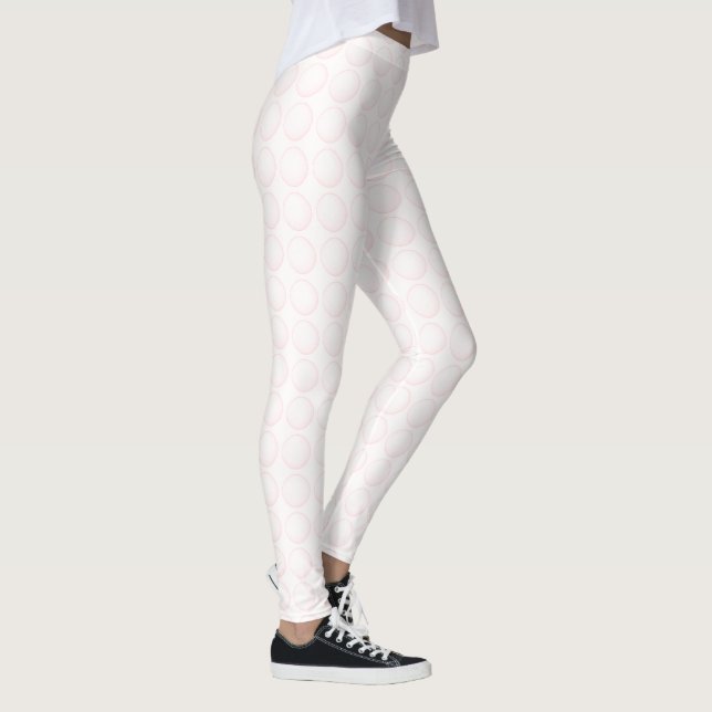 Elegant White Polka Dot with Pink Touch Leggings (Right)