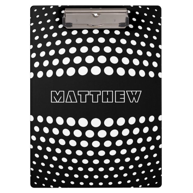Elegant White Polka Dots Pattern Clipboard (Front)