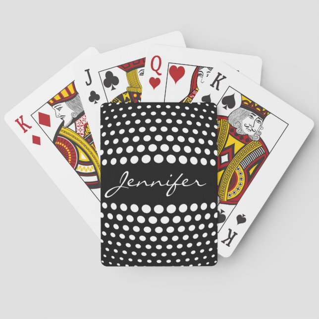 Elegant White Polka Dots Pattern Playing Cards (Back)