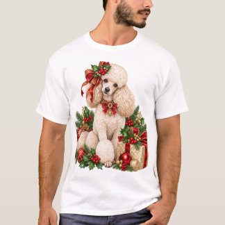 Elegant White Poodle Christmas T-Shirt