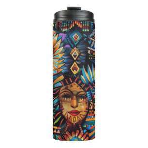Elegant White "Pre-Columbian Tapestry" Thermal Tum Tumbler