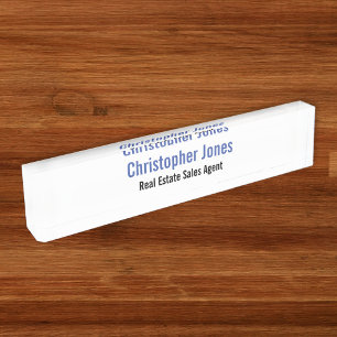 Elegant White Professional Executive Office Title Nameplate