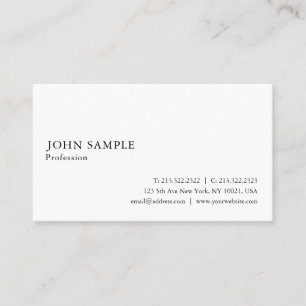 Elegant White Professional Simple Plain Modern Business Card