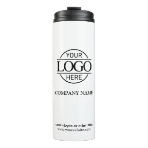 Elegant White Promotional Company Business Logo Thermal Tumbler