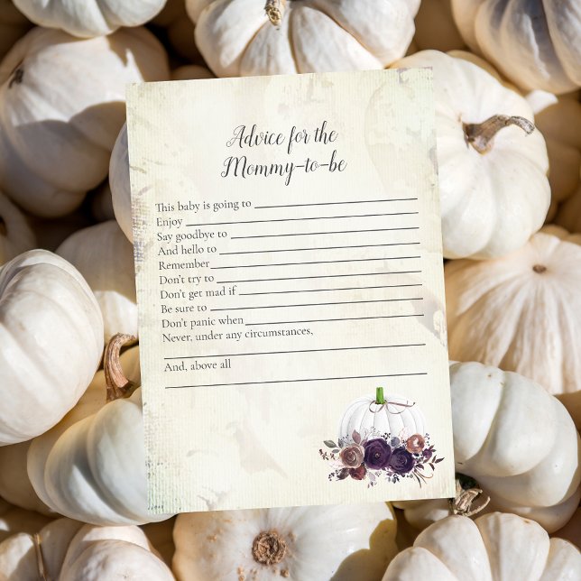 Elegant White Pumpkin Advice For The Mummy To Be Invitation (Creator Uploaded)