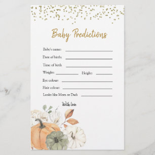 Elegant White Pumpkin Baby Shower Baby Prediction