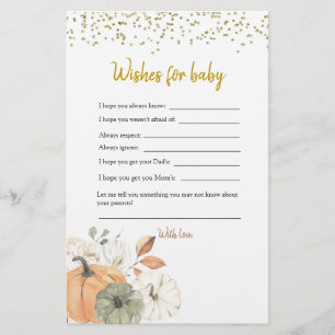 Elegant White Pumpkin Baby Shower Wishes For Baby