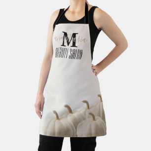 Elegant White Pumpkin Beauty Salon Monogram Apron