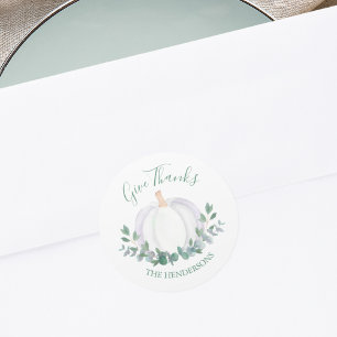 Elegant White Pumpkin  Classic Round Sticker