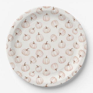 Elegant White Pumpkin Fall Paper Plate
