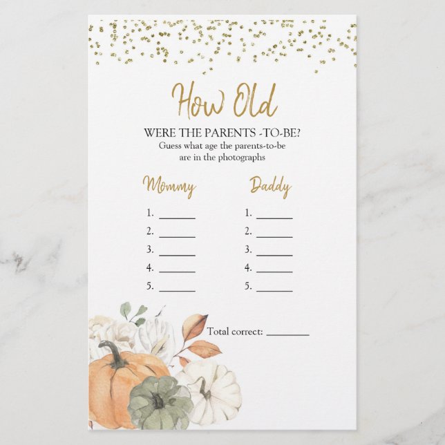 Elegant White Pumpkin How Old were The Parents (Front)