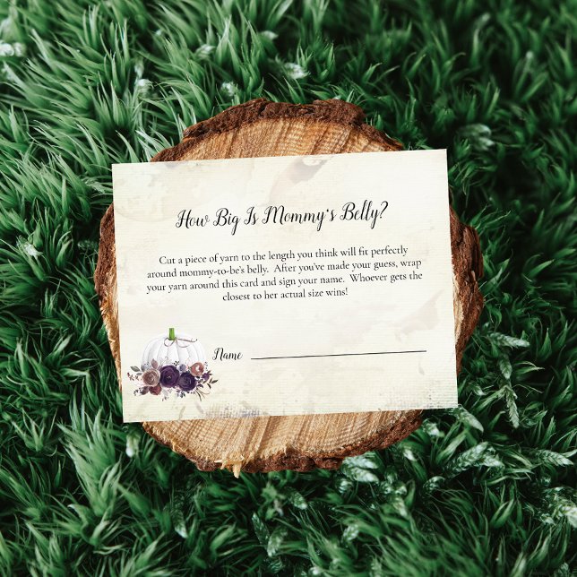 Elegant White Pumpkin Mum's Belly Size Game Invitation (Creator Uploaded)