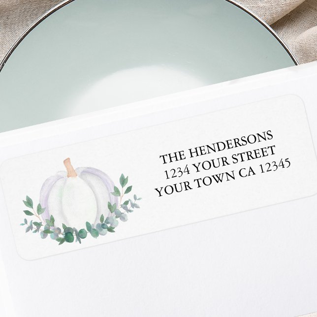 Elegant White Pumpkin Return Address Label (Creator Uploaded)