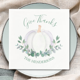 Elegant White Pumpkin Thanksgiving Napkin
