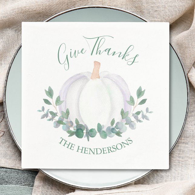 Elegant White Pumpkin Thanksgiving Napkin (Creator Uploaded)