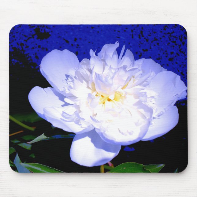 Elegant white purple blue floral flower peony mouse pad (Front)