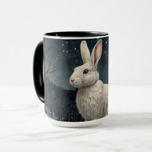 Elegant white rabbit Christmas snowy woodland Mug