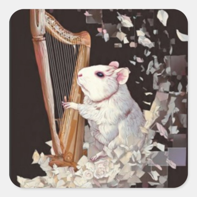 Elegant White Rat Sticker – Fantasy Design (Front)