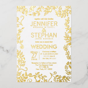 Elegant White Real Gold Floral Wedding