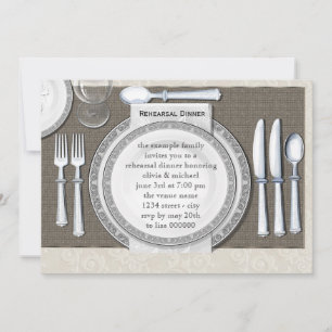 Elegant White Rehearsal Dinner Invitations