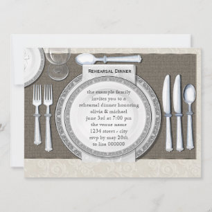 Elegant White Rehearsal Dinner Invitations