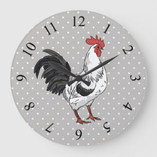 Elegant White Rooster Wall Clock