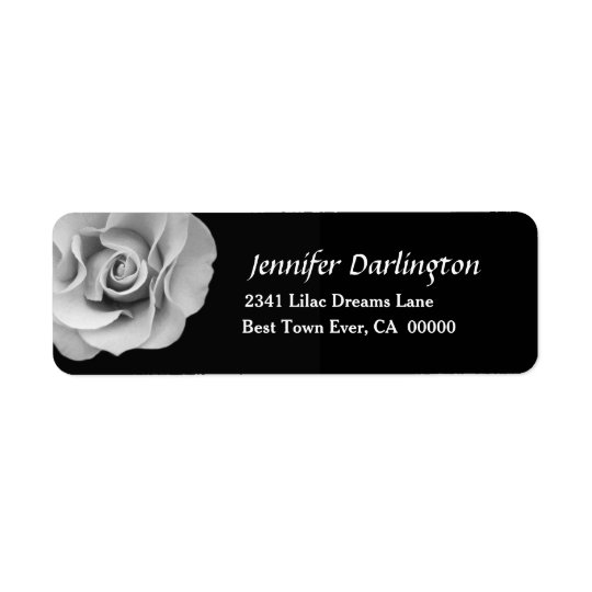 Elegant White Rose A01 Return Address Label