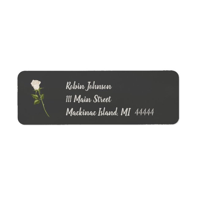 Elegant White Rose Address Label Return Address Label (Front)