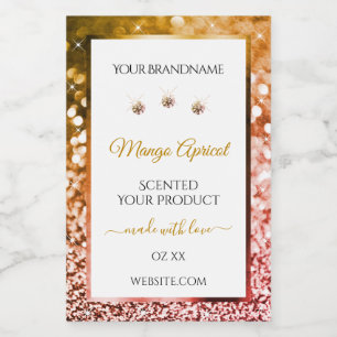 Elegant White Rose and Gold Glitter Product Labels