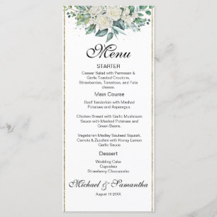 Elegant White Rose and Lilies Wedding Menu