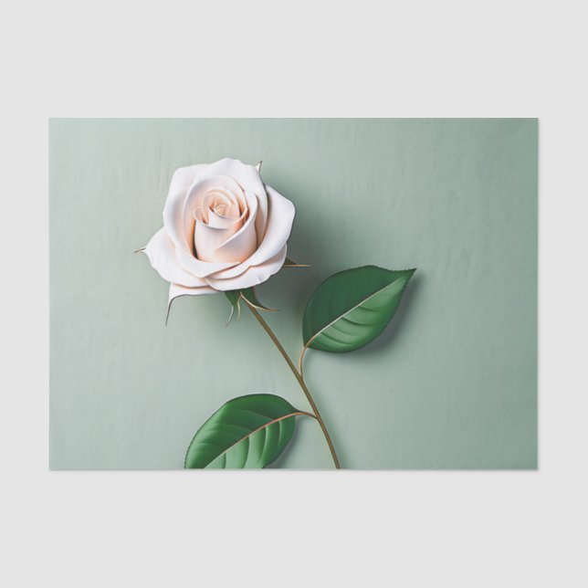 Elegant White Rose Botanical Tissue Paper (Front)