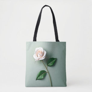 Elegant White Rose Botanical Tote Bag