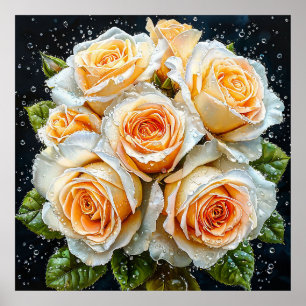🌹 Elegant White Rose Bouquet For Calm Home Poster